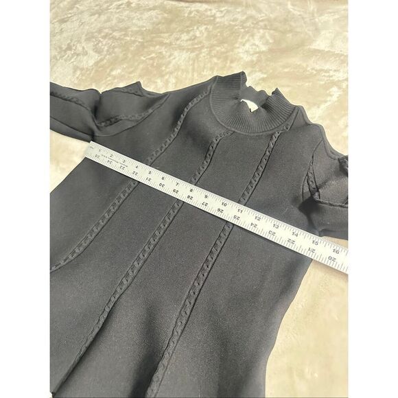 Jonathan Simkhai Women’s Size Medium Black Peplum High Neck Knit Top - Picture 4 of 7